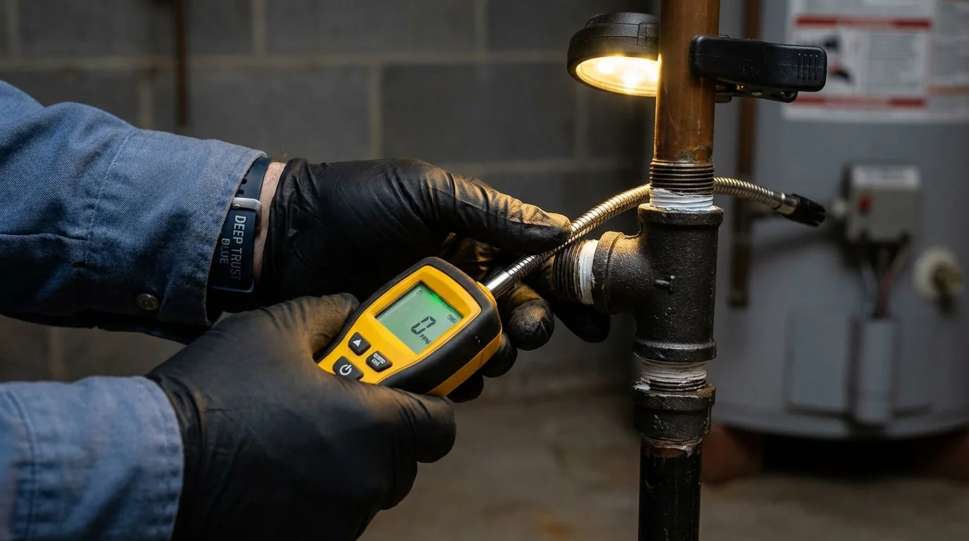 Gas leak detection with electronic sniffer by Johns Plumbing LLC in Steelville